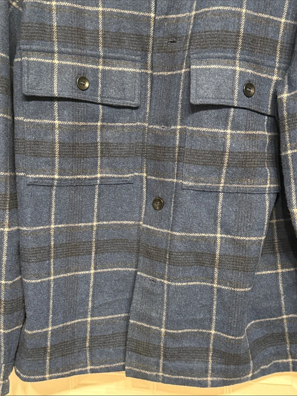 Banana Republic Blue Windowpane Button-Up Shirt Jacket